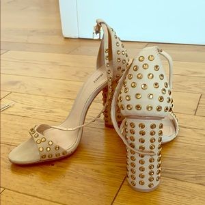 Schutz nude and crystal sandals